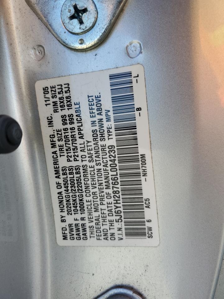2006 Honda Element Ex VIN: 5J6YH28766L004239 Lot: 90505535