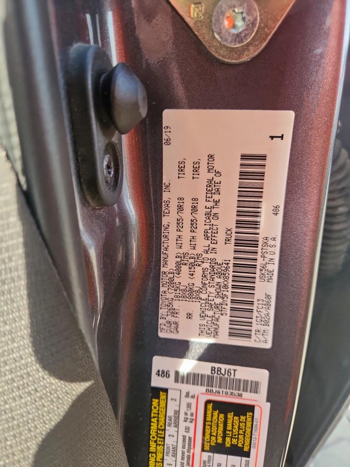 2019 Toyota Tundra Crewmax Sr5 VIN: 5TFDY5F10KX859641 Lot: 93511815