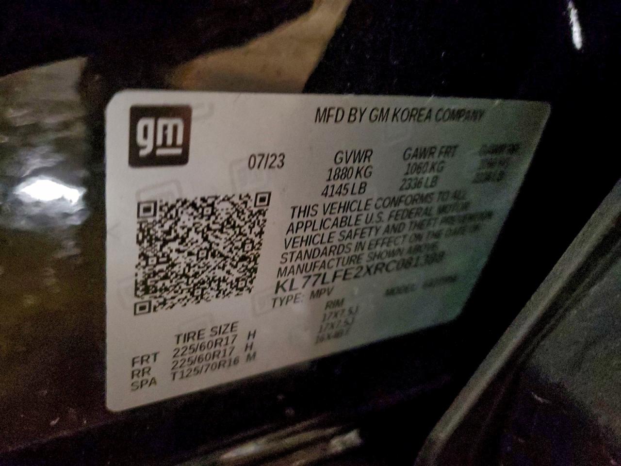 2024 Chevrolet Trax Ls VIN: KL77LFE2XRC081388 Lot: 94640335