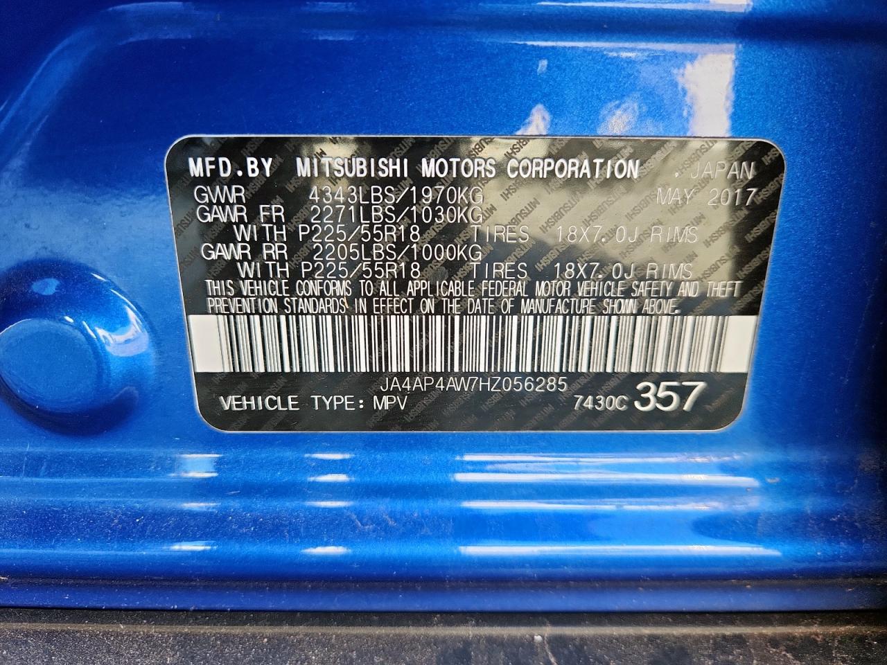 2017 Mitsubishi Outlander Sport Sel VIN: JA4AP4AW7HZ056285 Lot: 91796745