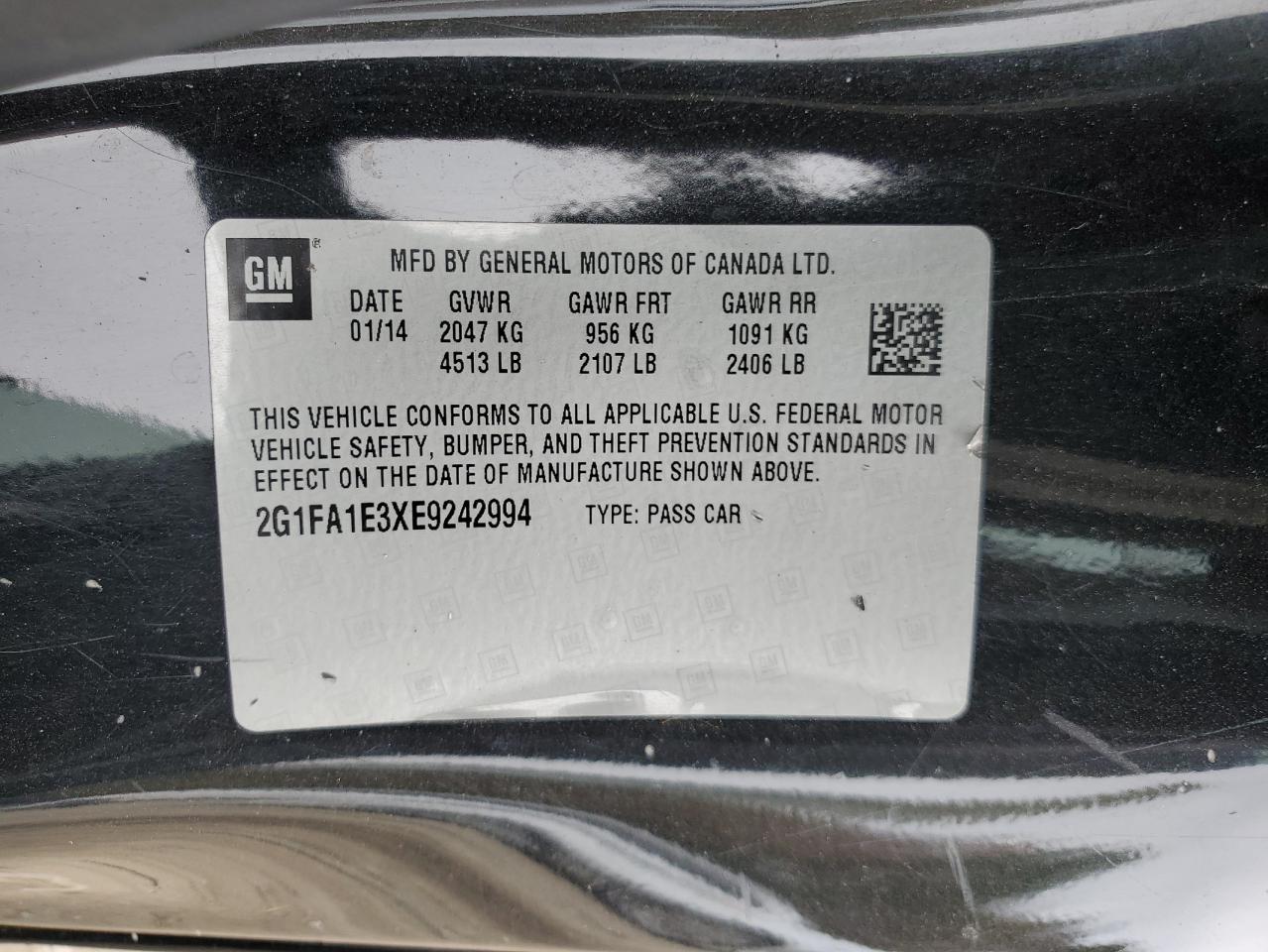 2014 Chevrolet Camaro Ls VIN: 2G1FA1E3XE9242994 Lot: 92822335