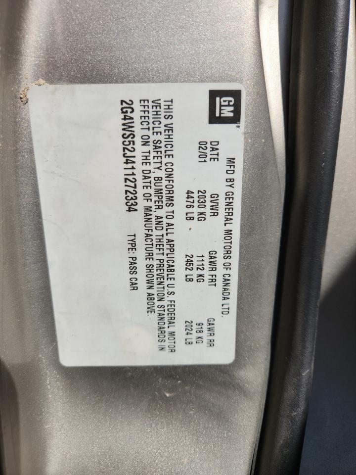 2001 Buick Century Custom VIN: 2G4WS52J411272334 Lot: 90867625