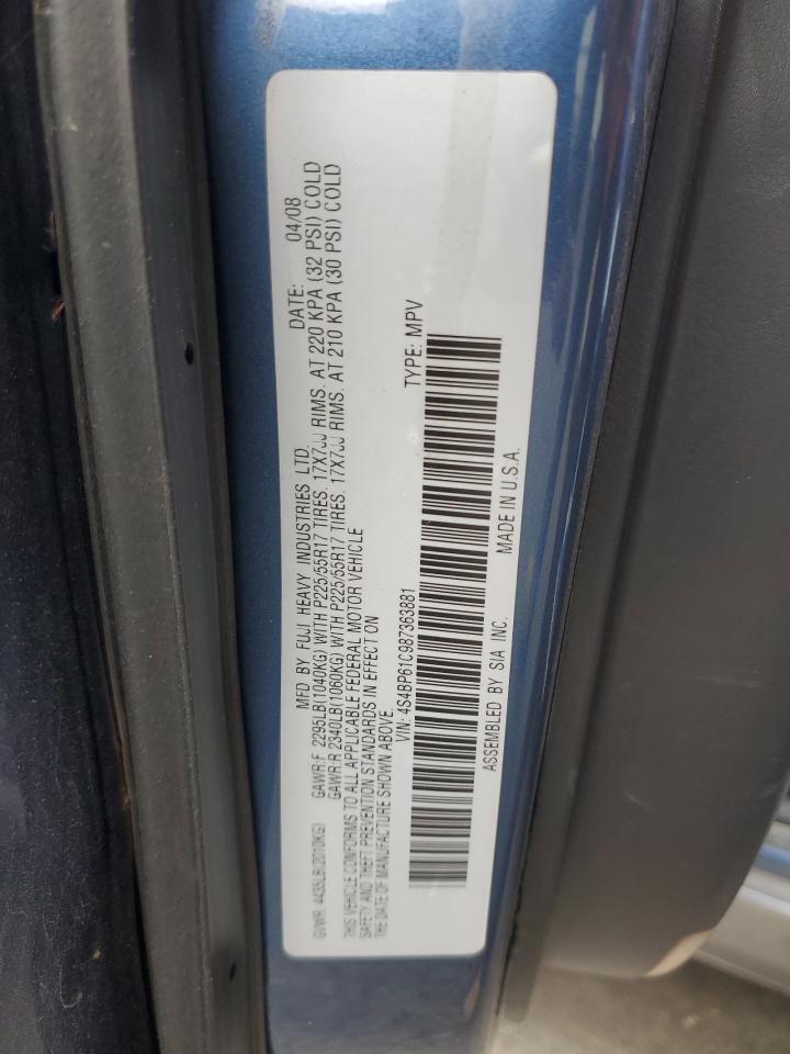 2008 Subaru Outback 2.5I VIN: 4S4BP61C987363881 Lot: 92274795