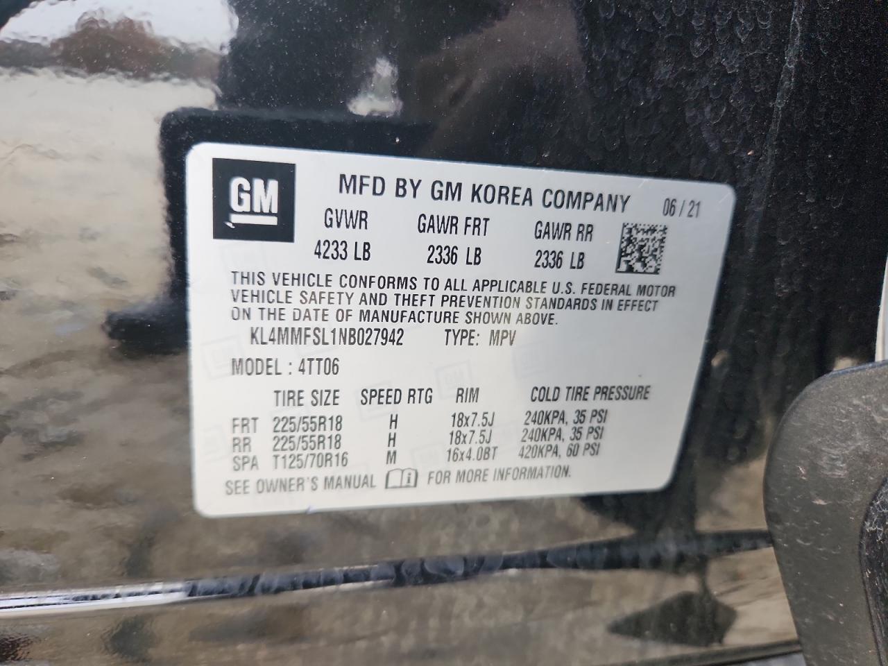 2022 Buick Encore Gx Essence VIN: KL4MMFSL1NB027942 Lot: 93751705