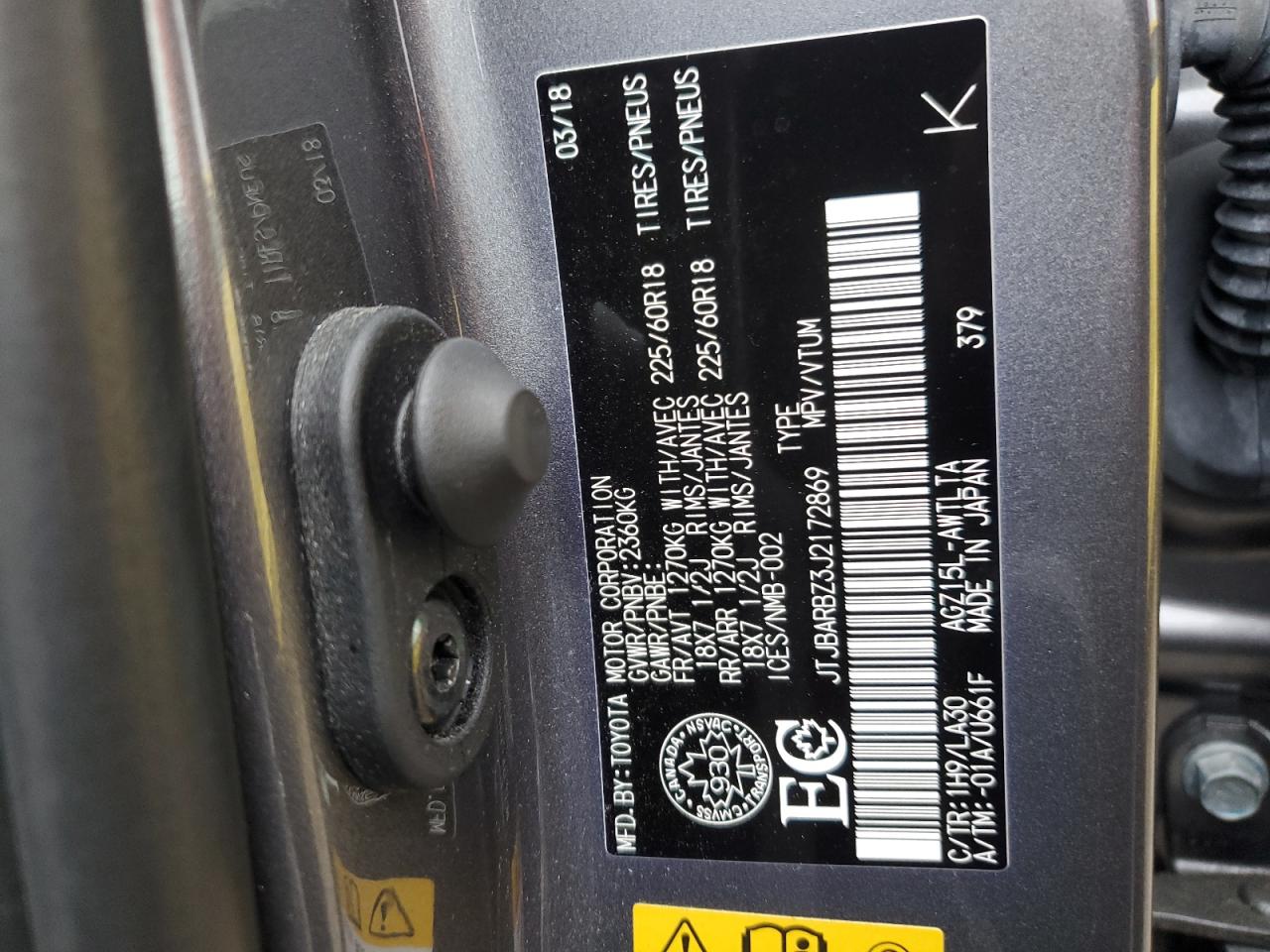 2018 Lexus Nx 300 Base VIN: JTJBARBZ3J2172869 Lot: 89482515