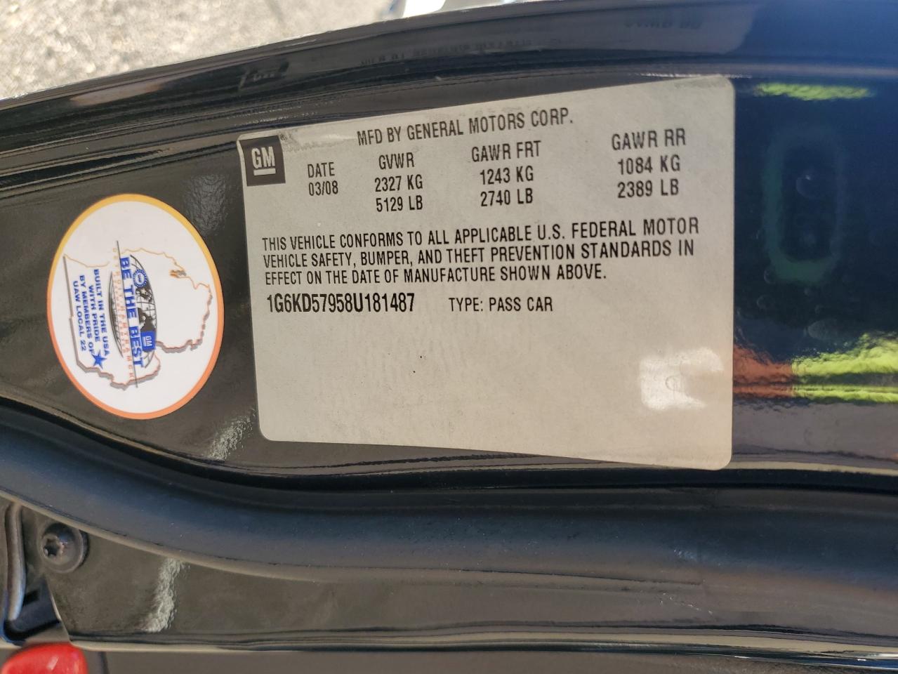 2008 Cadillac Dts VIN: 1G6KD57958U181487 Lot: 91572575