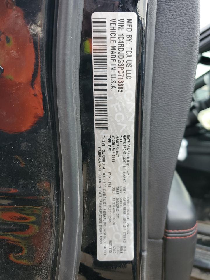 2023 Dodge Durango Gt VIN: 1C4RDJDG3PC718885 Lot: 92203675