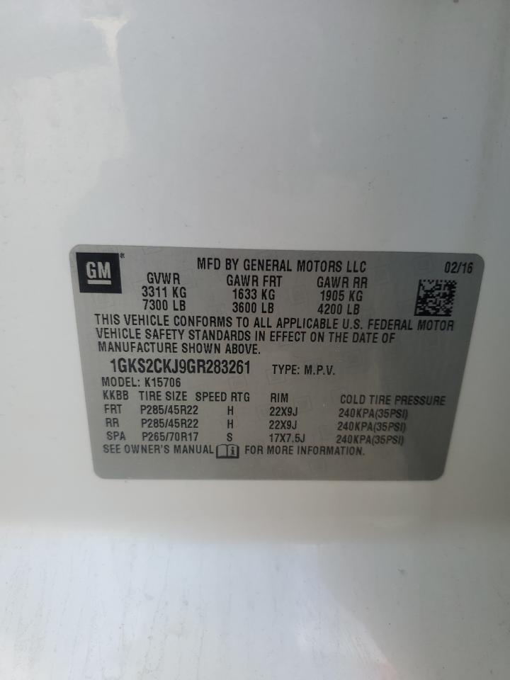 2016 GMC Yukon Denali VIN: 1GKS2CKJ9GR283261 Lot: 92833015
