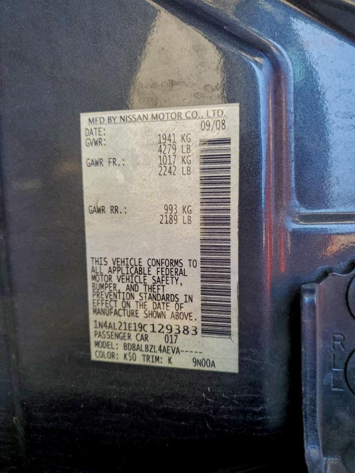 2009 Nissan Altima 2.5 VIN: 1N4AL21E19C129383 Lot: 94195305
