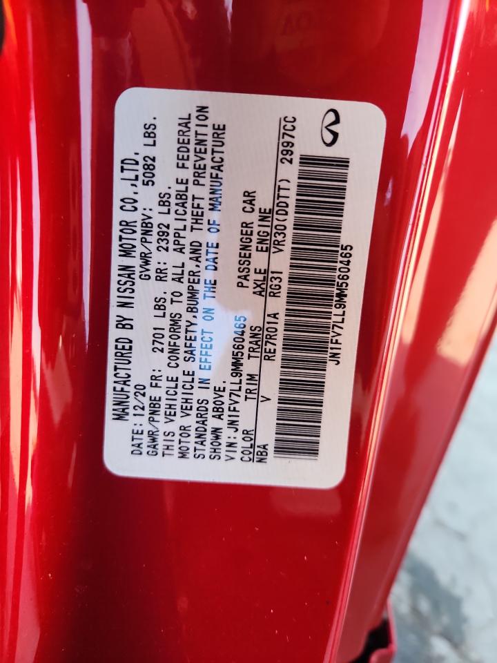 2021 Infiniti Q60 Red Sport 400 VIN: JN1FV7LL9MM560465 Lot: 92223915
