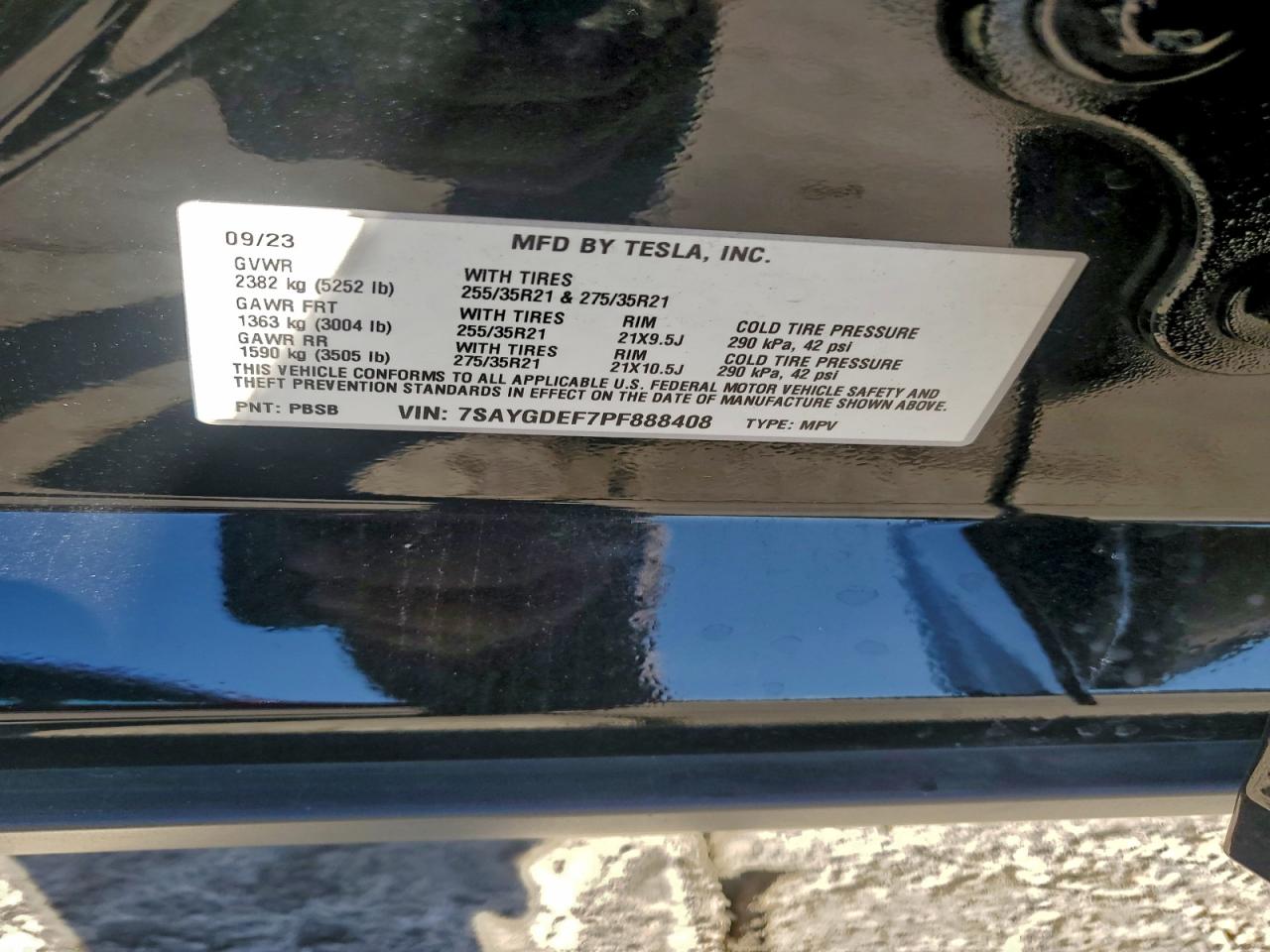 2023 Tesla Model Y VIN: 7SAYGDEF7PF888408 Lot: 93435325