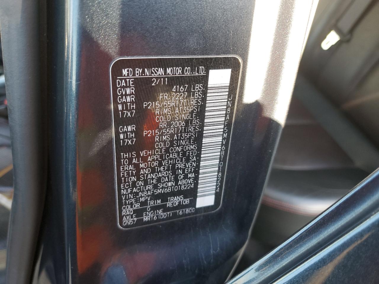 2011 Nissan Juke S VIN: JN8AF5MV6BT018224 Lot: 93474455