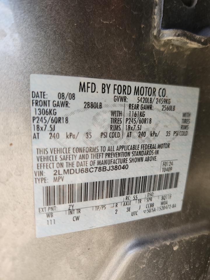 2008 Lincoln Mkx VIN: 2LMDU68C78BJ38040 Lot: 90280525