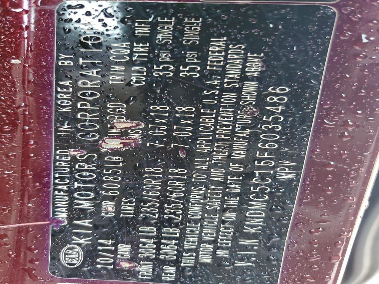 2015 Kia Sedona Ex VIN: KNDMC5C15F6035486 Lot: 93918185