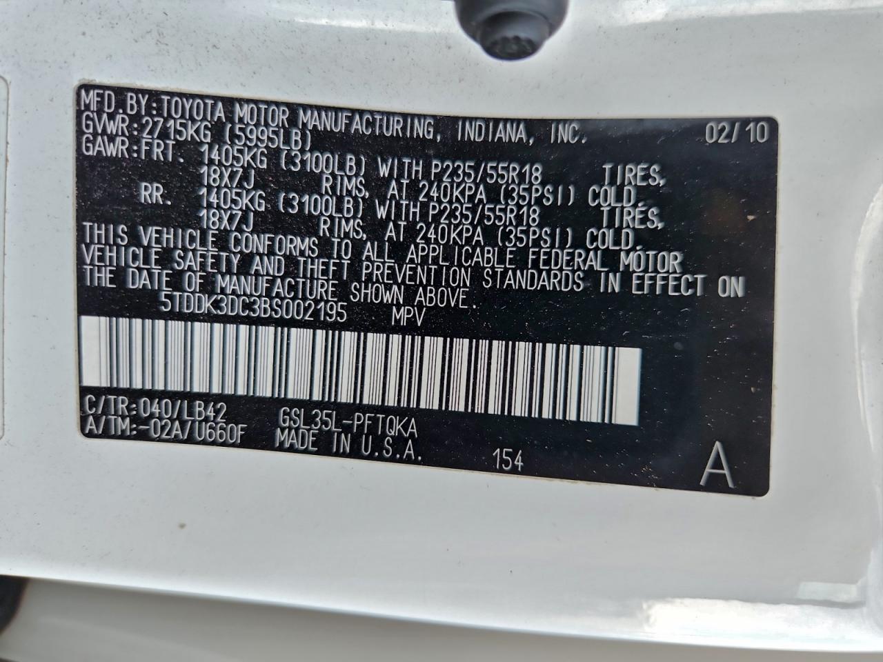 2011 Toyota Sienna Xle VIN: 5TDDK3DC3BS002195 Lot: 94539625