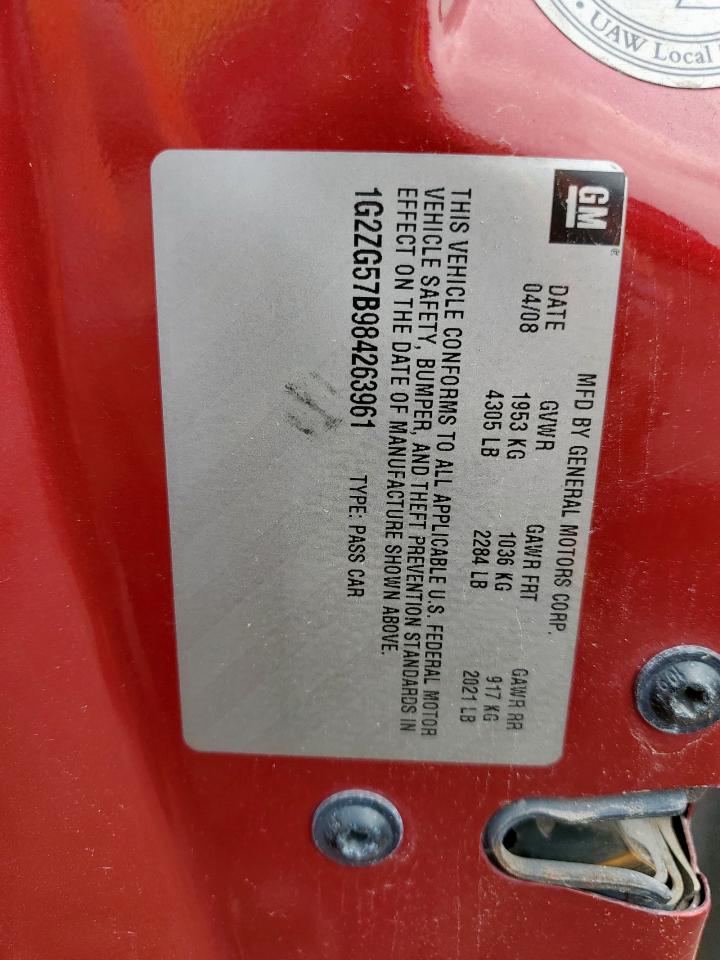 2008 Pontiac G6 Base VIN: 1G2ZG57B984263961 Lot: 93464445