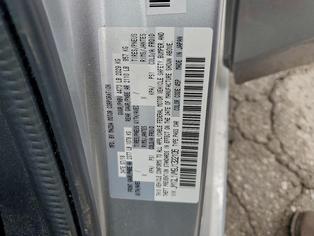 2018 Mazda 6 Touring VIN: JM1GL1VM9J1322106 Lot: 93819745