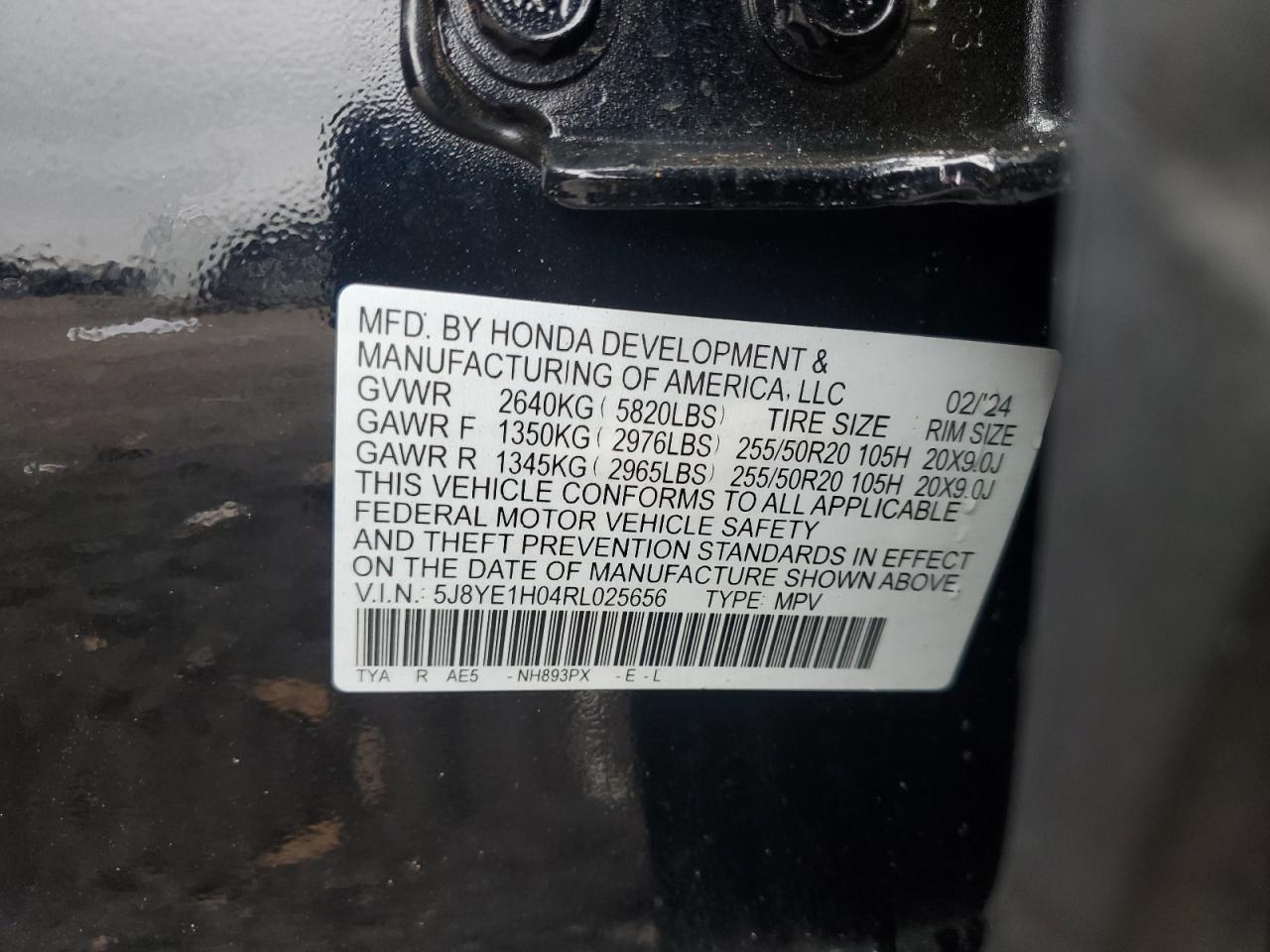 2024 Acura Mdx A-Spec VIN: 5J8YE1H04RL025656 Lot: 93482035