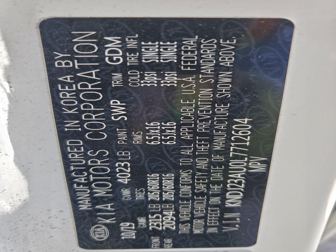 2020 Kia Soul Lx VIN: KNDJ23AU0L7712604 Lot: 94416025