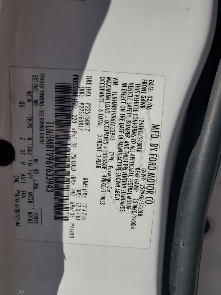 2006 Lincoln Town Car Signature VIN: 1LNHM81V96Y633943 Lot: 91248545