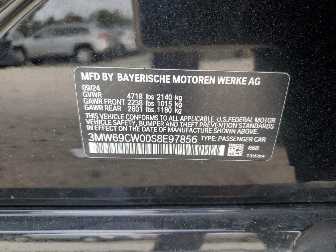 2025 BMW 330I VIN: 3MW69CW00S8E97856 Lot: 93864005