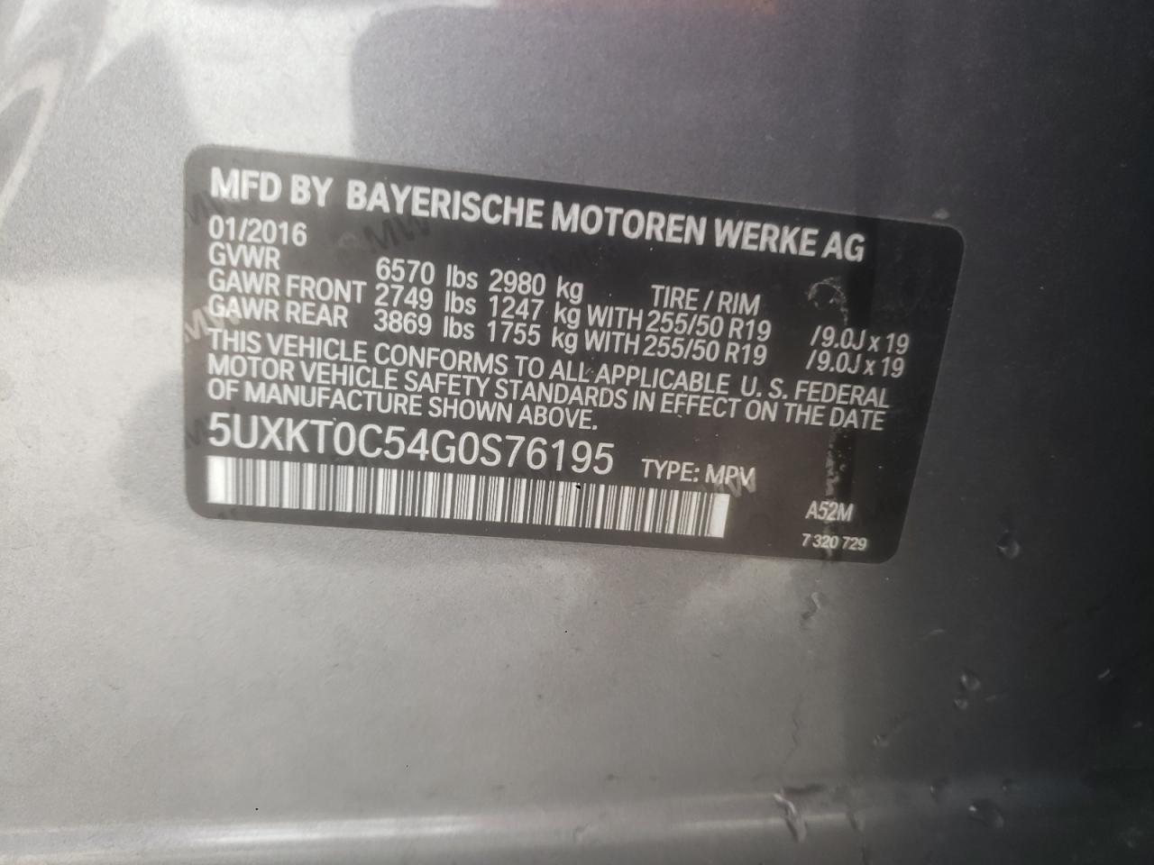 2016 BMW X5 Xdr40E VIN: 5UXKT0C54G0S76195 Lot: 91795775