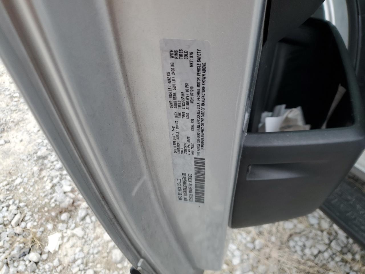 2021 Ram Promaster 3500 3500 High VIN: 3C6MRVJG7ME564183 Lot: 90459345