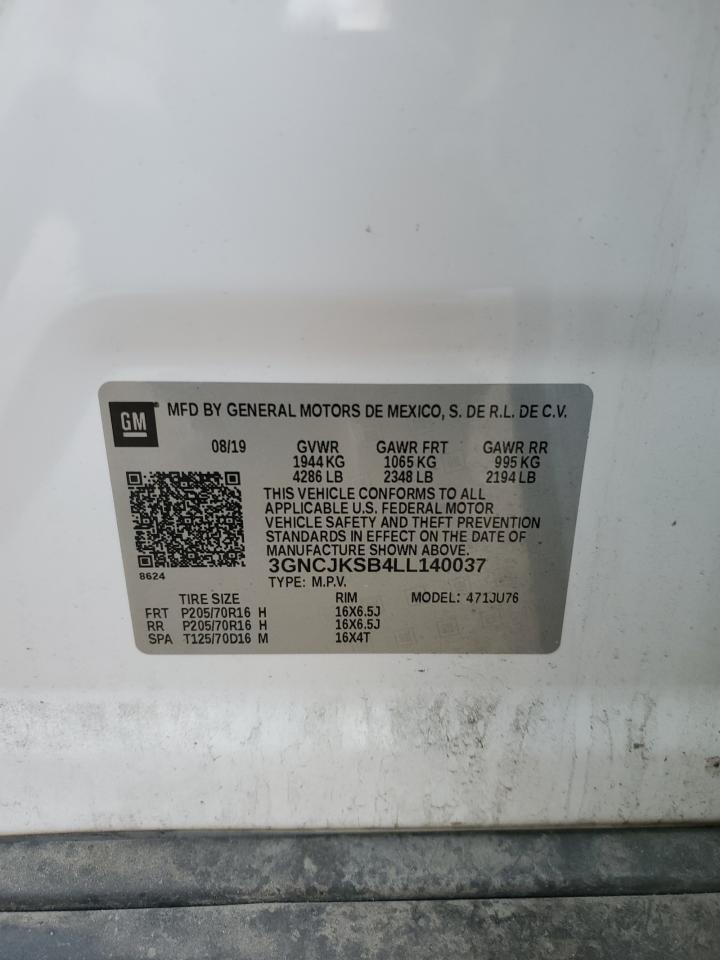 2020 Chevrolet Trax Ls VIN: 3GNCJKSB4LL140037 Lot: 92951675