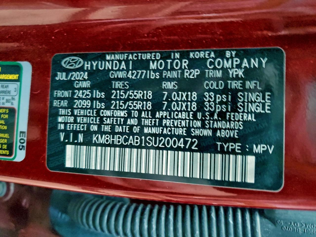 2025 Hyundai Kona Sel VIN: KM8HBCAB1SU200472 Lot: 94280735