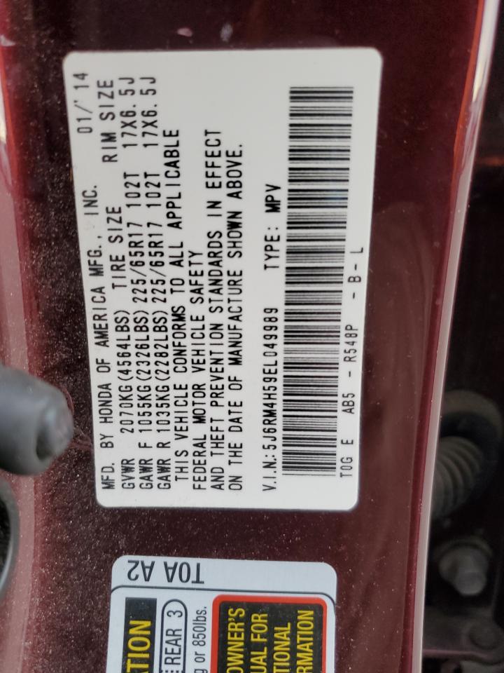 2014 Honda Cr-V Ex VIN: 5J6RM4H59EL049989 Lot: 93892955