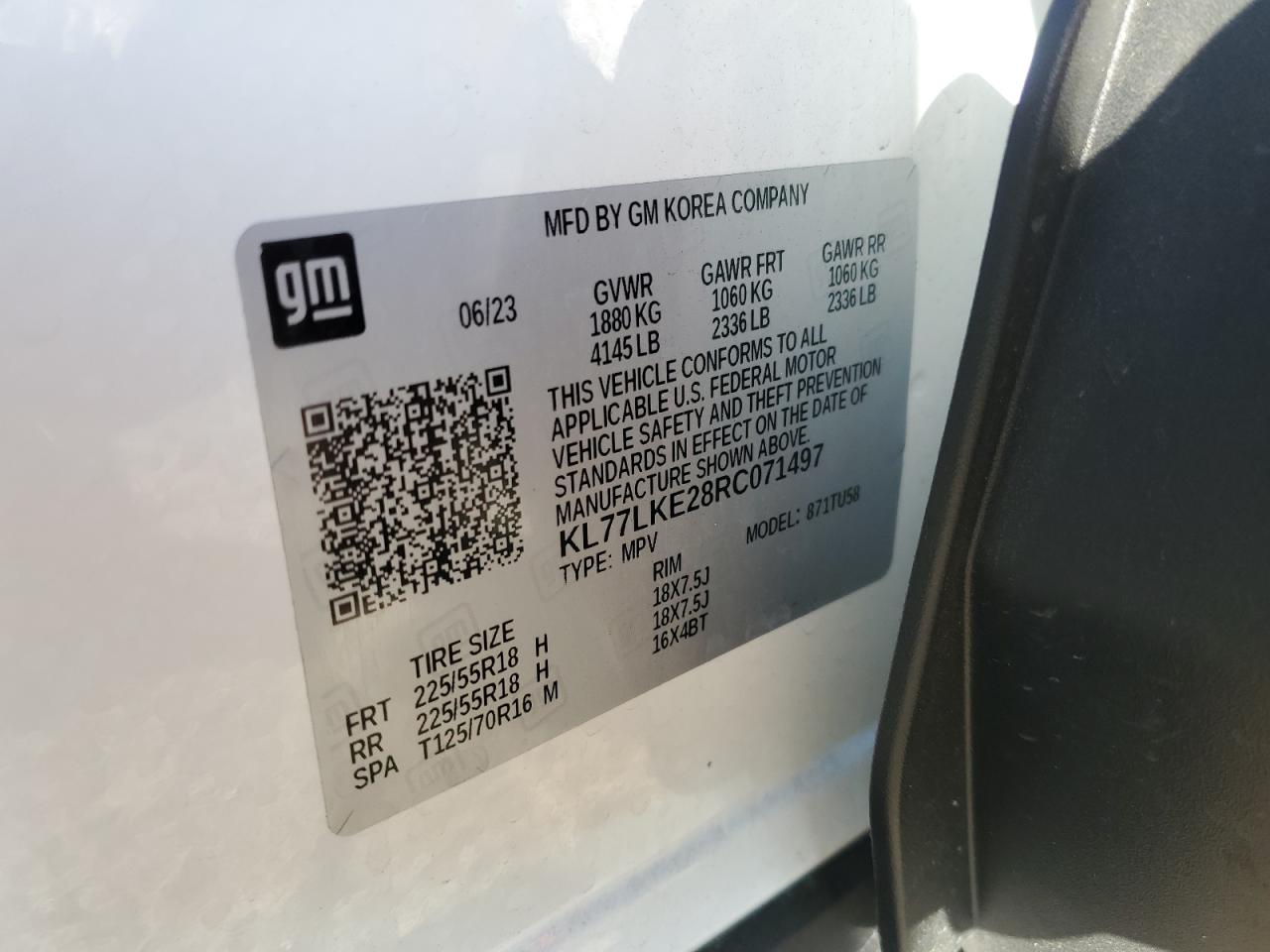 2024 Chevrolet Trax Activ VIN: KL77LKE28RC071497 Lot: 91937625