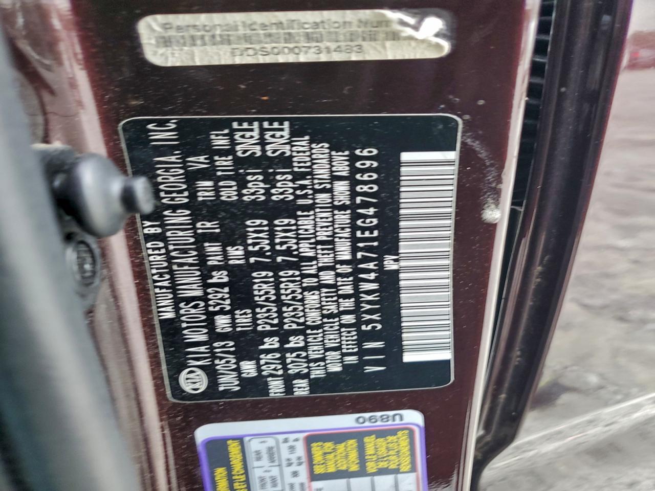 2014 Kia Sorento Sx VIN: 5XYKW4A71EG478696 Lot: 94387245