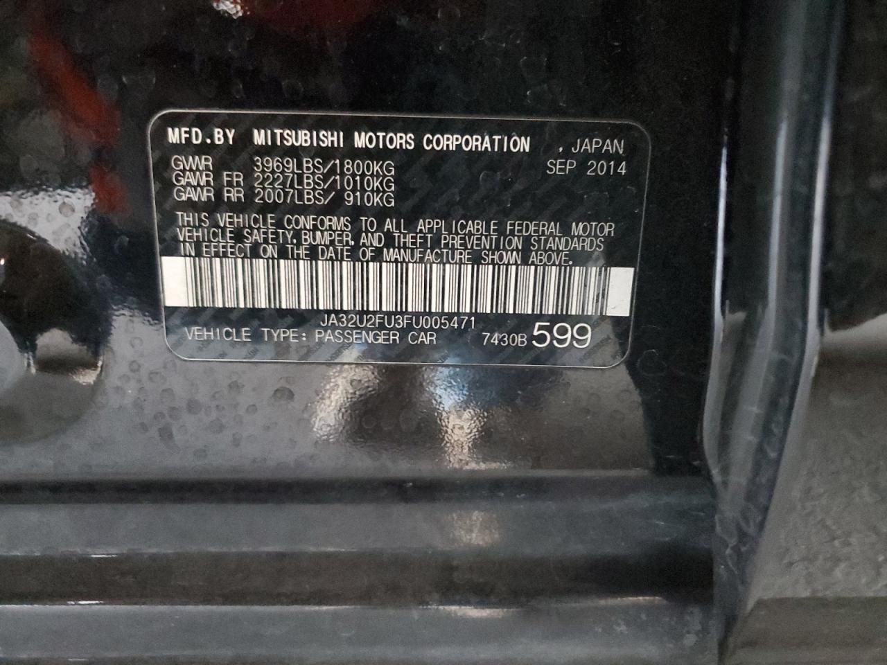 2015 Mitsubishi Lancer Es VIN: JA32U2FU3FU005471 Lot: 93247345