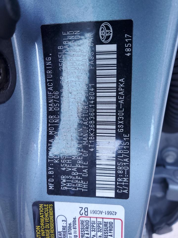 2006 Toyota Avalon Xl VIN: 4T1BK36B36U148041 Lot: 92077915