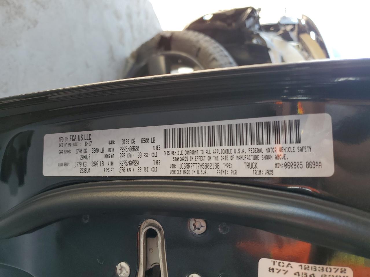 2017 Ram 1500 St VIN: 1C6RR7FT7HS802138 Lot: 92216805