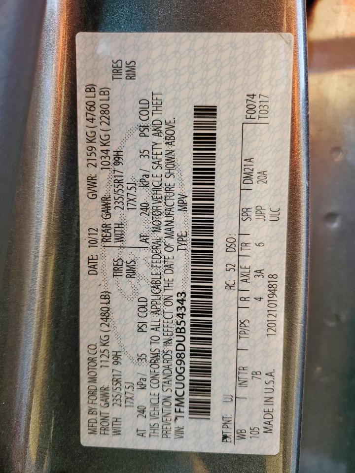 2013 Ford Escape Se VIN: 1FMCU0G98DUB54343 Lot: 92242805