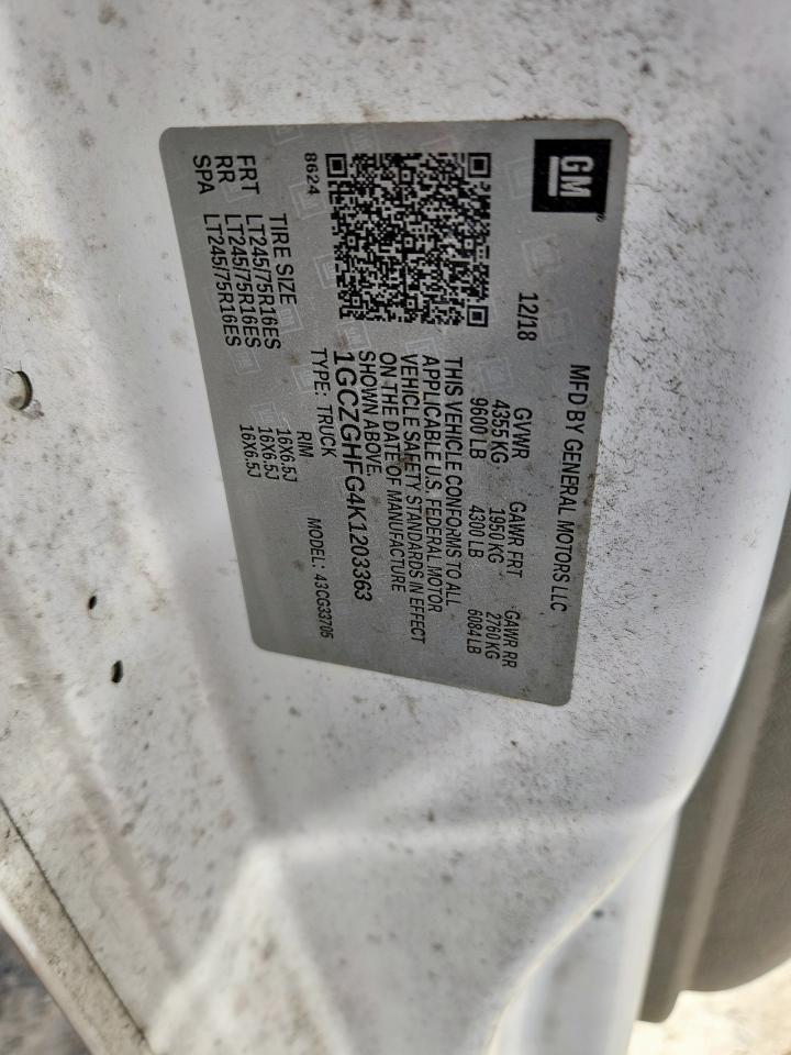 2019 Chev Express G3500 VIN: 1GCZGHFG4K1203363 Lot: 91975235