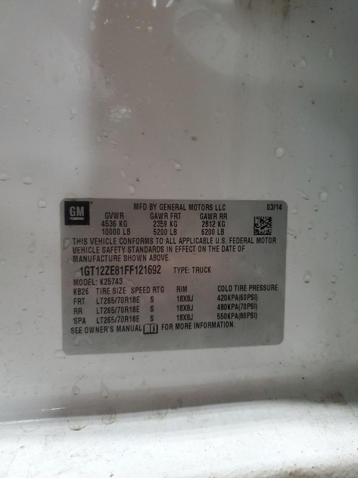 2015 GMC Sierra K2500 Slt VIN: 1GT12ZE81FF121692 Lot: 90271085