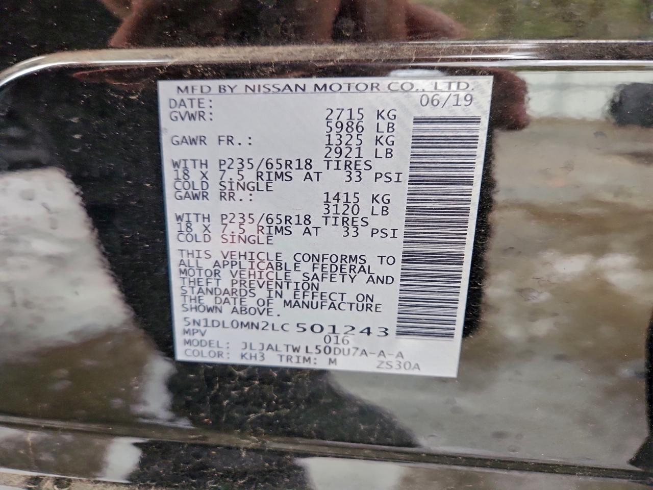 2020 Infiniti Qx60 Luxe VIN: 5N1DL0MN2LC501243 Lot: 93703165