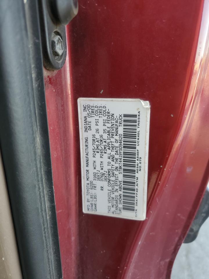 2000 Toyota Tundra Sr5 VIN: 5TBKT4419YS094620 Lot: 92985525
