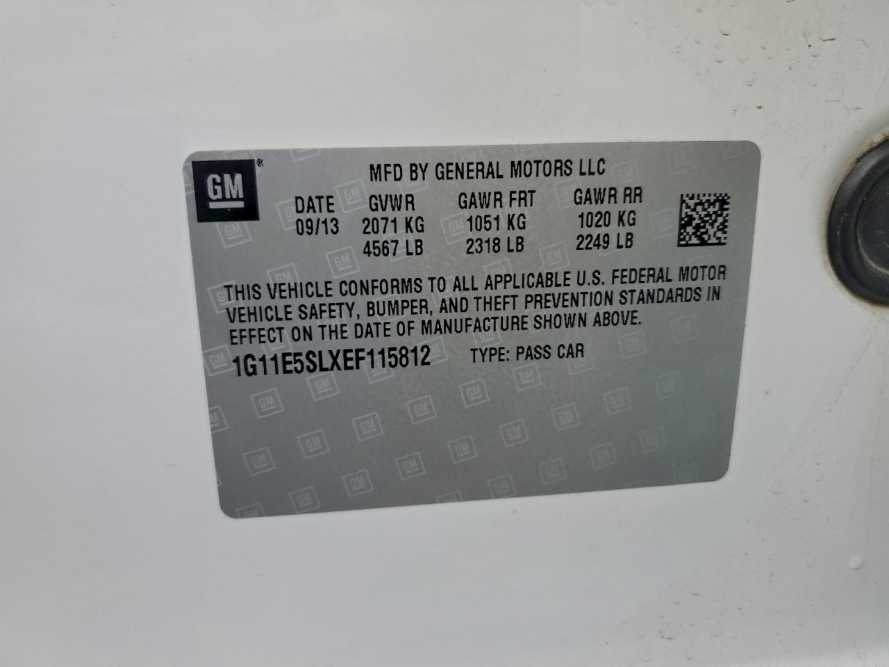 2014 Chevrolet Malibu 2Lt VIN: 1G11E5SLXEF115812 Lot: 93967595