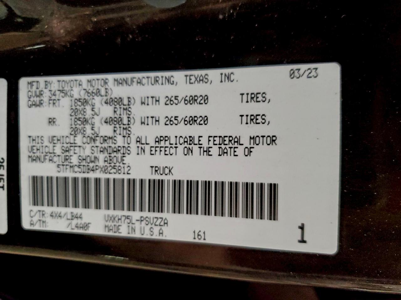 2023 Toyota Tundra Crewmax Platinum VIN: 5TFMC5DB4PX025812 Lot: 94493245