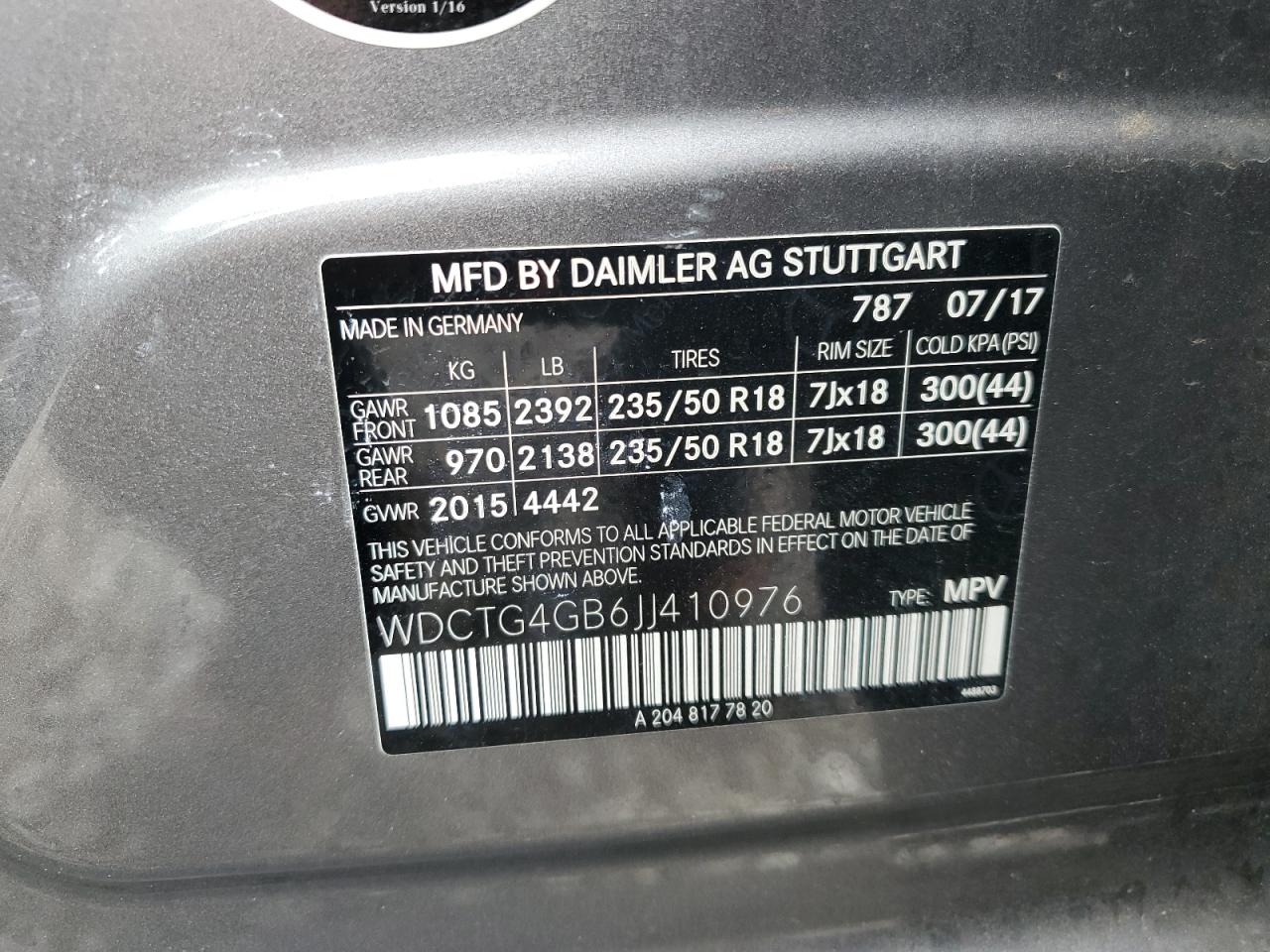 2018 Mercedes-Benz Gla 250 4Matic VIN: WDCTG4GB6JJ410976 Lot: 92813675