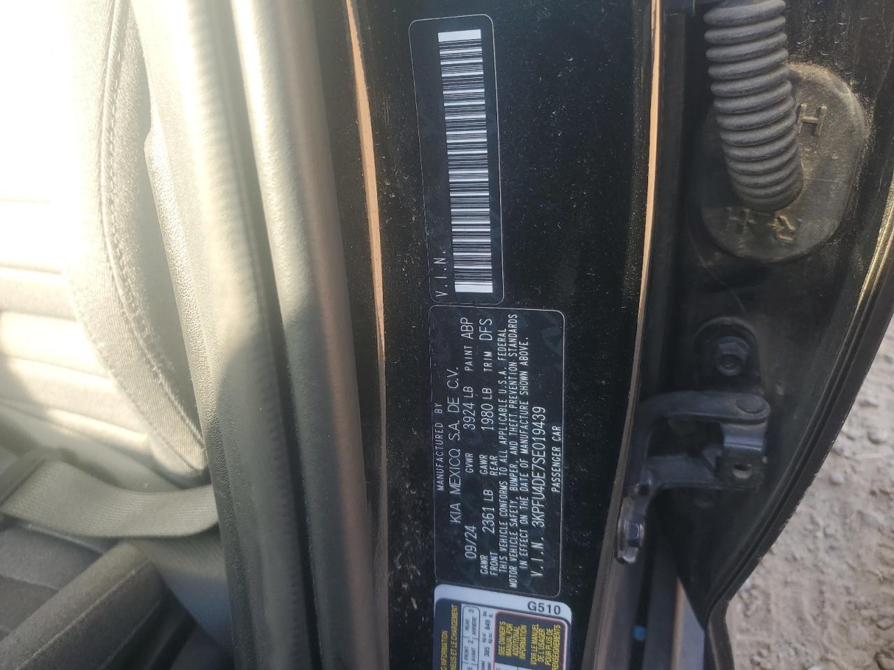 2025 Kia K4 Ex VIN: 3KPFU4DE7SE019439 Lot: 92945065