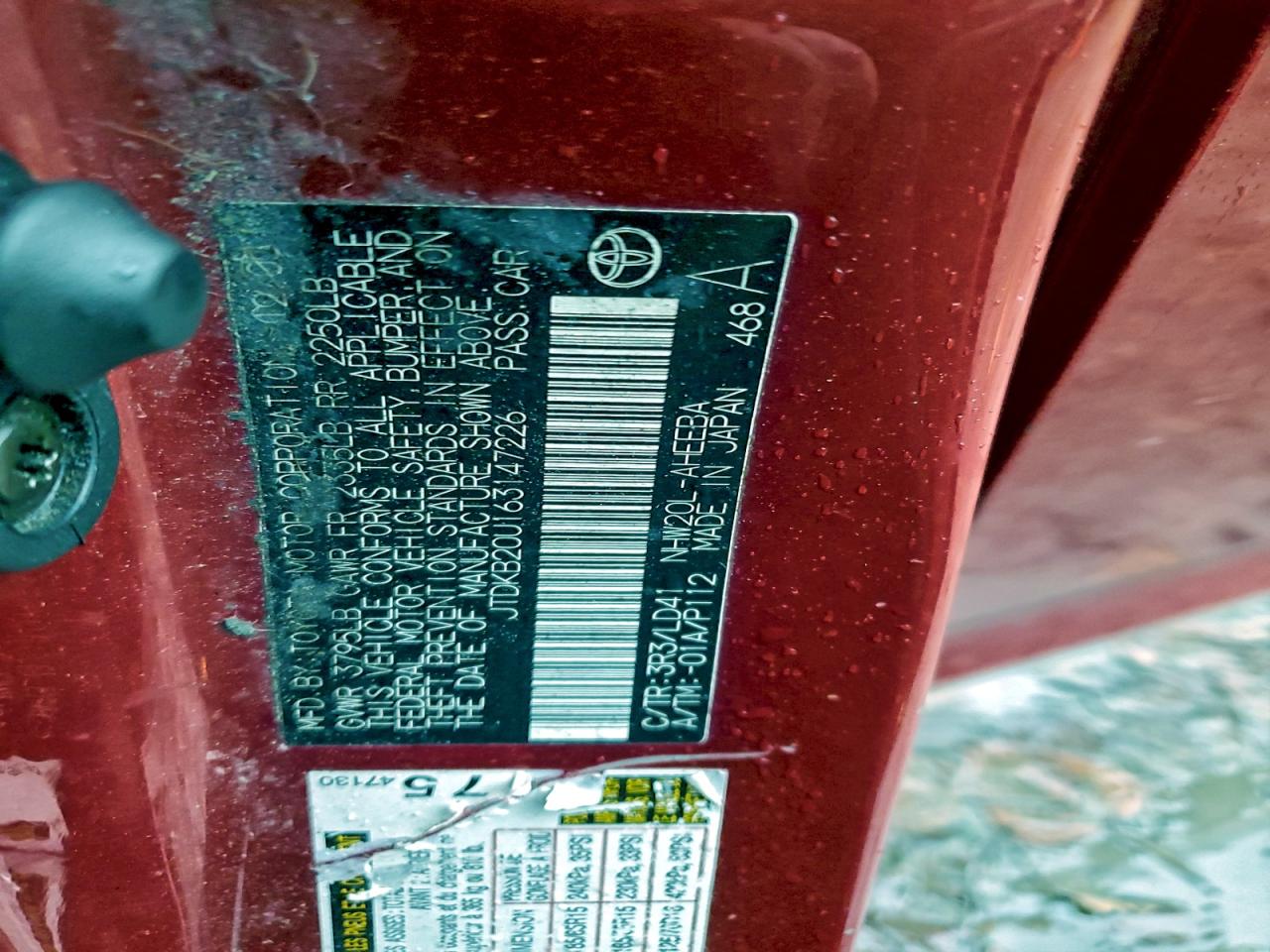 2006 Toyota Prius VIN: JTDKB20U163147226 Lot: 93522005