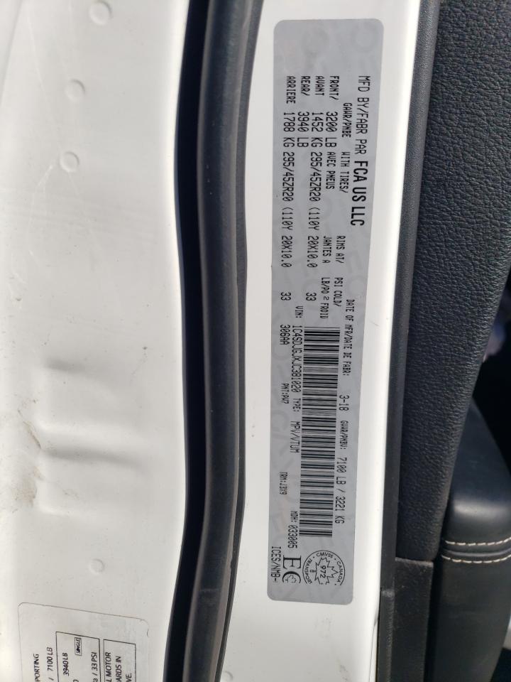 2018 Dodge Durango Srt VIN: 1C4SDJGJXJC381020 Lot: 92870455