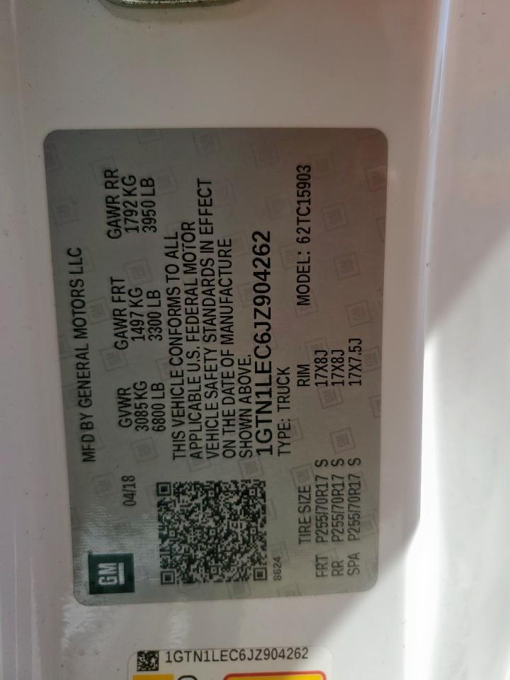 2018 GMC Sierra C1500 VIN: 1GTN1LEC6JZ904262 Lot: 91655585