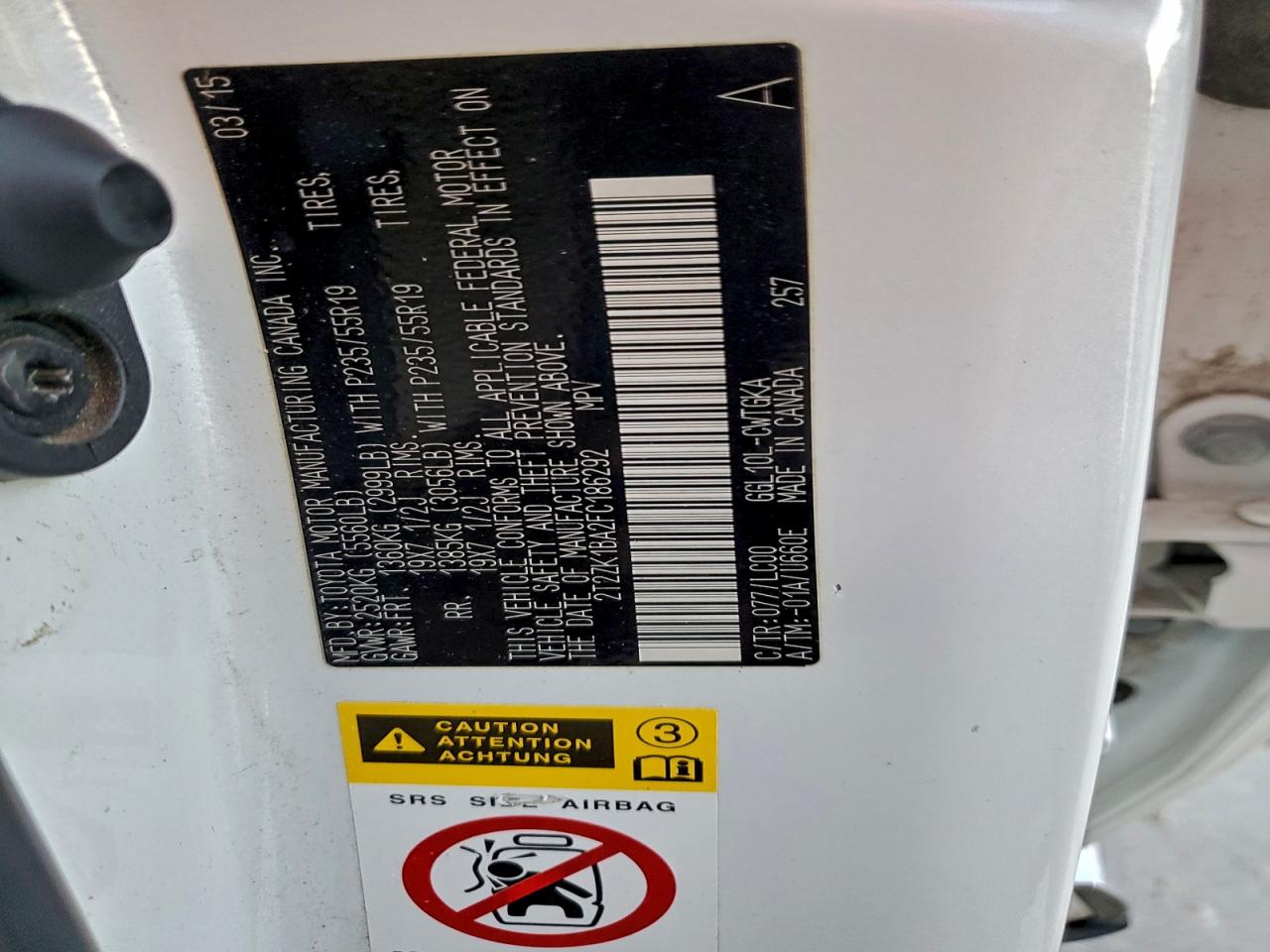 2015 Lexus Rx 350 VIN: 2T2ZK1BA2FC186292 Lot: 93967145