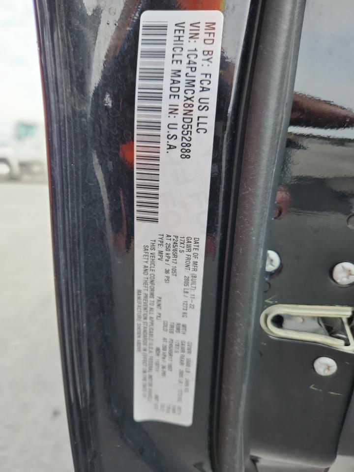 2022 Jeep Cherokee Latitude VIN: 1C4PJMCX8ND552888 Lot: 90231905