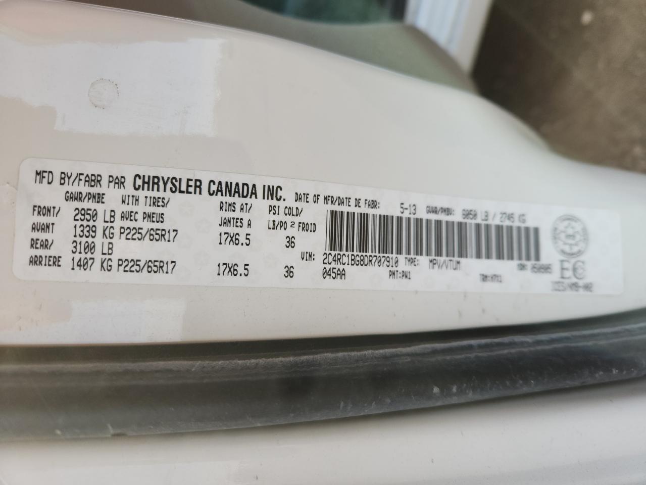 2013 Chrysler Town & Country Touring VIN: 2C4RC1BG8DR707910 Lot: 92405575